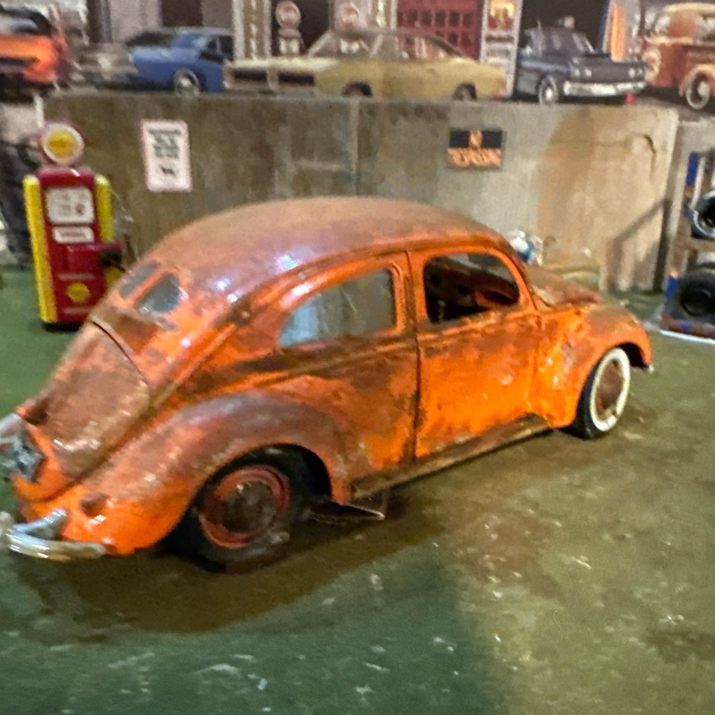 1951 Volkswagen VW - Orange - Barn Find Cars - 1:18 DIECAST - Weathered