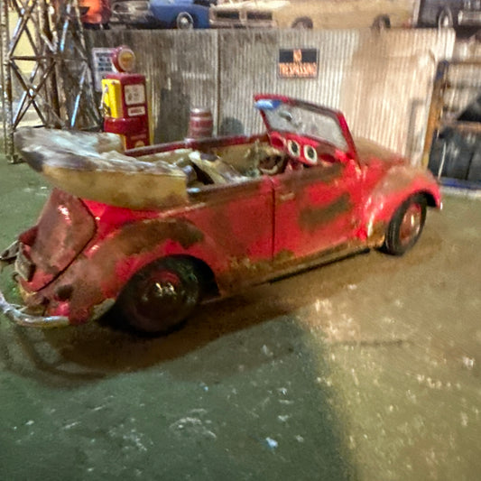 1951 VW Beetle red convertible - Barn Find Cars - 1:18 DIECAST