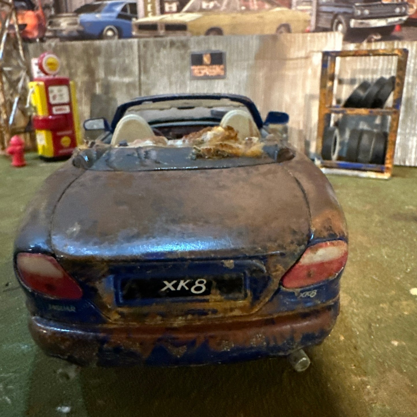 1996 Jaguar XK8 - Barn Find Cars - 1:18 DIECAST - Abused Race Car