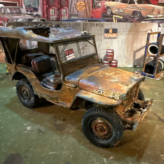 1942 Willy Army Jeep - Barn Find Cars - 1:18 DIECAST - Solido - Weathered