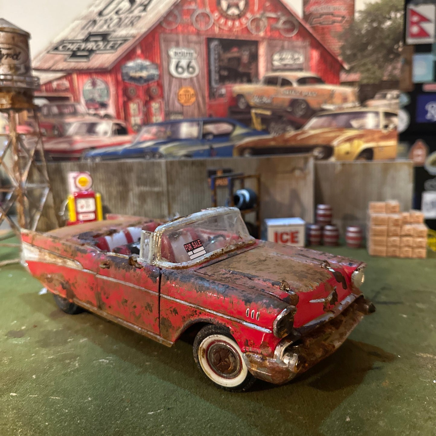1957 Chevrolet Bel Air Convertible - Barn Find Cars - 1:18 DIECAST - Weathered