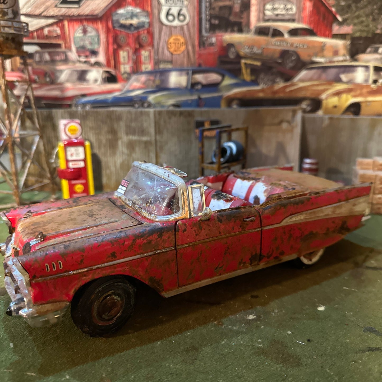 1957 Chevrolet Bel Air Convertible - Barn Find Cars - 1:18 DIECAST - Weathered