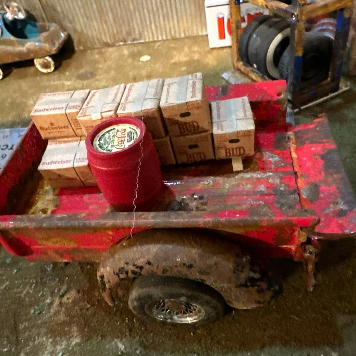 1938 International Harvester D2 Pickup Truck - Barn Find Cars - 1:25 DIECAST - With trailer