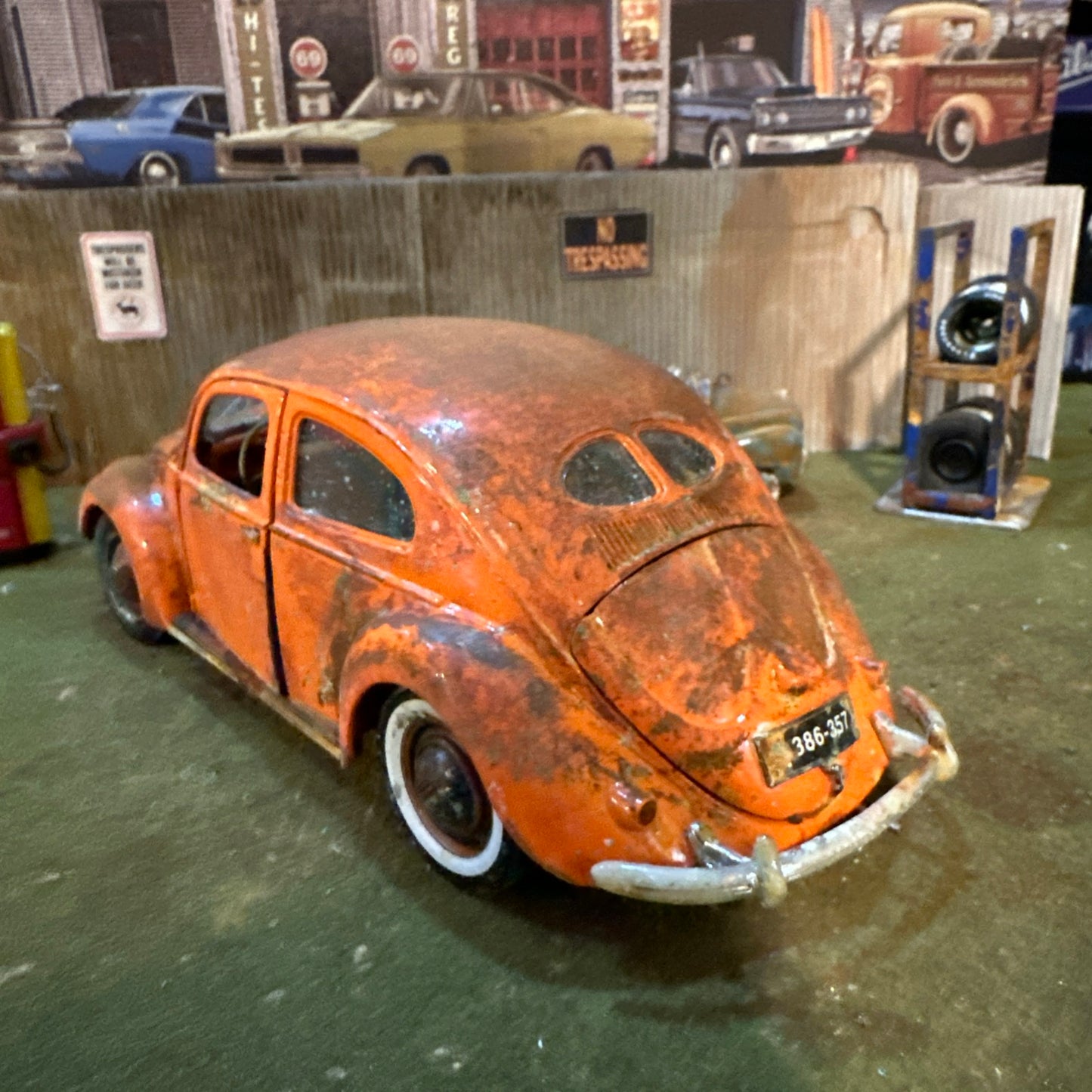 1951 Volkswagen VW - Orange - Barn Find Cars - 1:18 DIECAST - Weathered