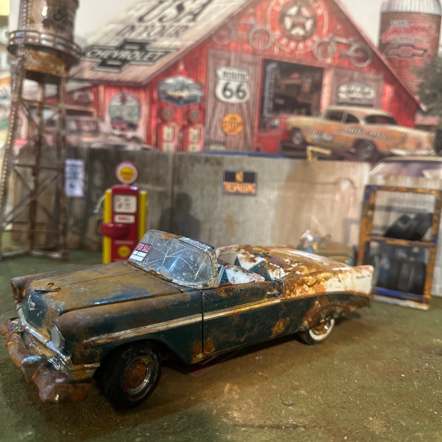 1956 Chevrolet Convertible - Barn Find Cars - 1:24 DIECAST - Franklin Mint - Weathered